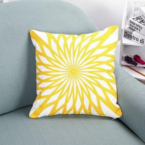 45x45cm Home Decor Embroidery Cushion Cover Golden Geometric Polyester Cotton Suqare Square Pillow Cover