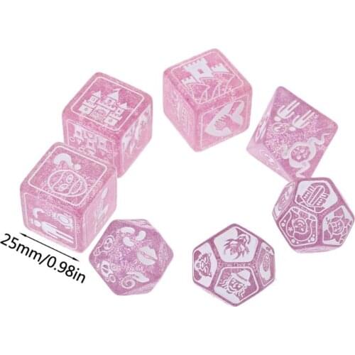 7 Pcs/set Story Dices For Story Time Polyhedral Game Dice Says Party Multi Faces Acrylic Dice Toy