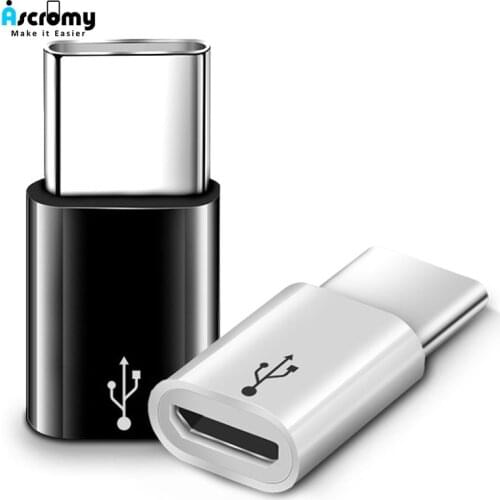 Ascromy Type C to Micro USB Adapter For Xiaomi Mi 8 A2 Mix 3 Mi8 SE Huawei P20 lite Honor 10 Pocophone F1 USB C Type-C Converter