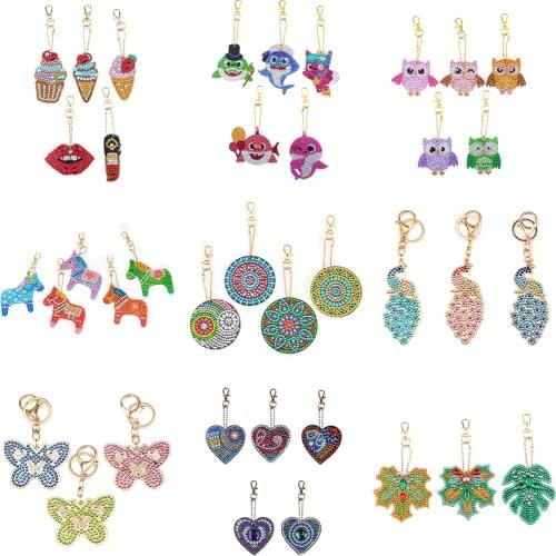 Diamond Painting KeyChain Diamond Art Kit 5D DIY Special Shaped Drill Diamond Embroidery Cross Stitch Keyrings Women Bag Decor