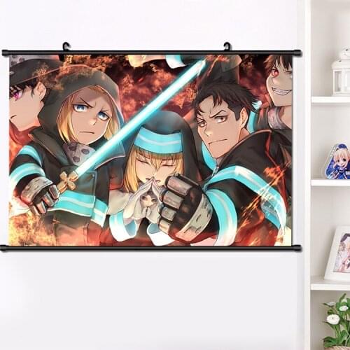 Anime Enn Enn No Shouboutai Fire Force Shinra Arthur Iri Wall Scroll Poster Manga Wall Hanging Poster Home Decoration 40*60cm