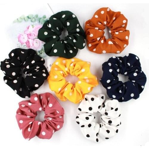 Free shipping Fashion womens Dot Fabric Elastic Hairbands College style hair Scrunchies girls Hair Accessories
