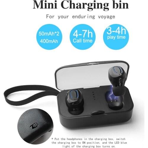 Bluetooth Earphones 5.0 TWS Mini Wireless Earbuds Stereo Deep Bass Headset with Charging Box Portable Earphones for Phone