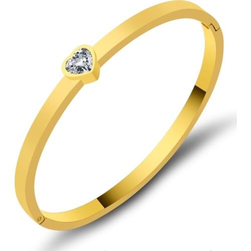 Single Lover Heart Bracelet For Women Stainless Steel Bangle Silver Rose Gold Color Fashion Charm Bijoux Bangle Jewelry Gift