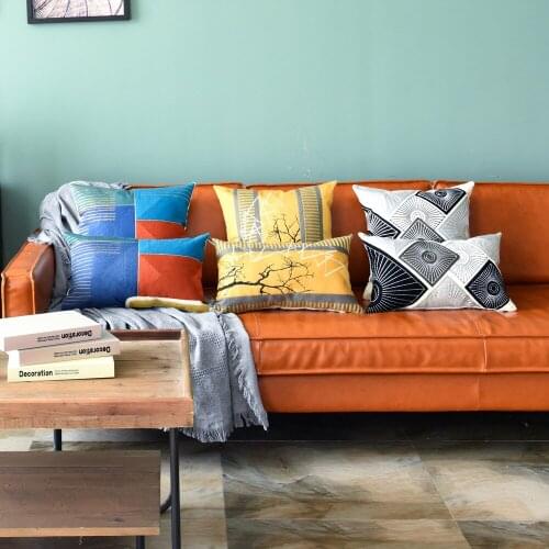 Color block geometric embroidery sofa decor cushion cover 30cm 45cm branch jacquard pillowcase chair seat car office pillowcase