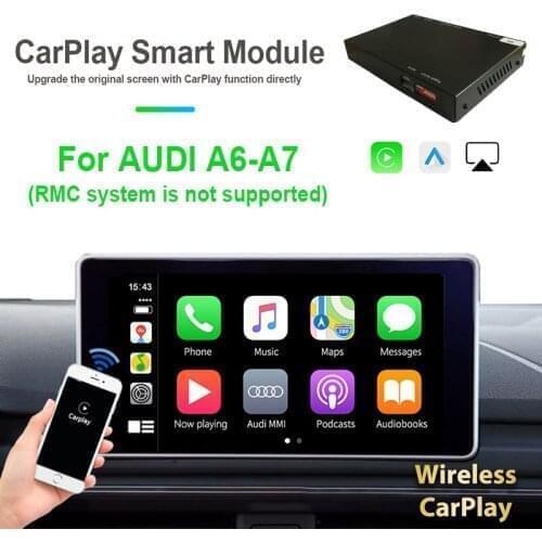 Black Wireless Carplay Audio Video Multimedia Interface Andriod Auto Airplay Head Unit For AUDI A6 A7 RMC System Not Supported