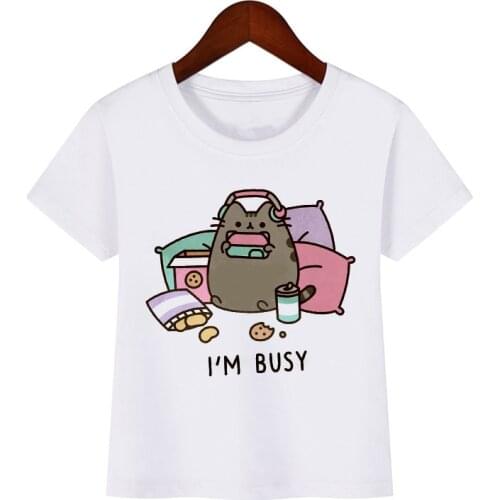 Kids t shirt Kawaii Fat cat New summer cute fashion Children t-shirt Thin section Hipster Girls Tshirt Tops clothing, olome8263