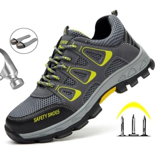 Breathable Indestructible Male Safety Shoes Puncture-Proof Work Shoes Sneakers Construction Industrial Shoes Male Hiking Shoes