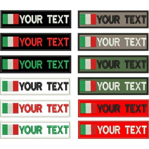 Custom Italy Flag Name Tags Military Patch Embroidered Iron on Backing Hook Backing