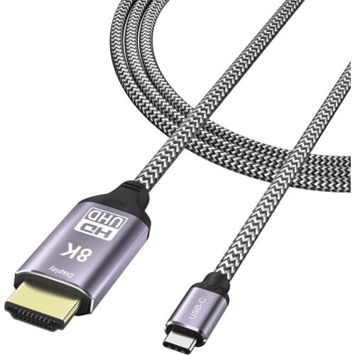 CABLEDECONN Type-C USB3.1 to HDMI 8K Cable 1.8m 7680x4320 8K@30Hz 4K@120Hz UHD HDR High Speed 48Gbps Thunderbolt 3