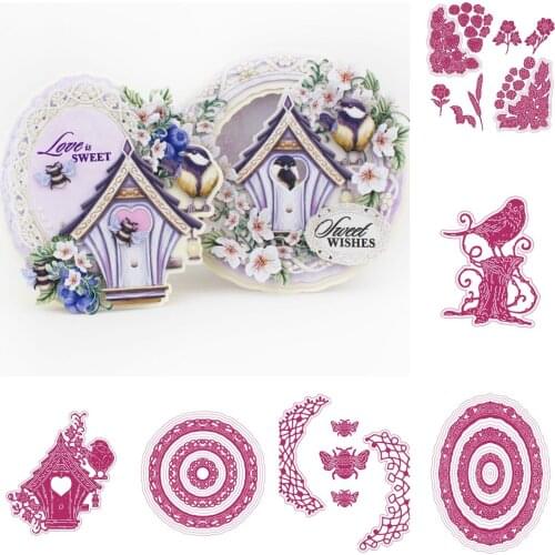 Summertide Bees Home Tea Cup Frame Cutting Dies Scrapbook Diary Decoration Embossing Template DIY Greeting Card Handmade 2021