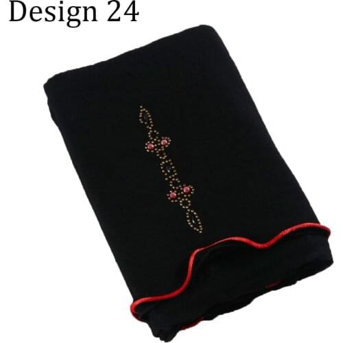 D24 2020 Hot Selling Stretchy Jersey Hijab Scarf With Half Pearl And Stones Fashion Customize Design Cotton Hijab One side Line