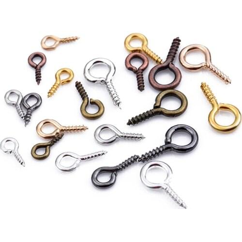200pcs 5x10MM Tiny Mini Eye Pins Eyepins Hooks Eyelets Screw Threaded Clasps Hooks Jewelry Making Bail Peg DIY Charm Connectors