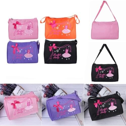 Fashion Kids Girls Ballerina Ballet Dance Bag Zipper Hand Bag Shoulder Bag Duffel with 3 Inner Pockets For Storing Small Goods