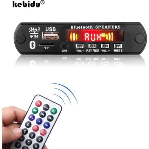 Kebidu MP3 Player Decoder Board 5V 12V Bluetooth 5.0 6W amplifier Car FM Radio Module Support APP TF USB AUX Recorders
