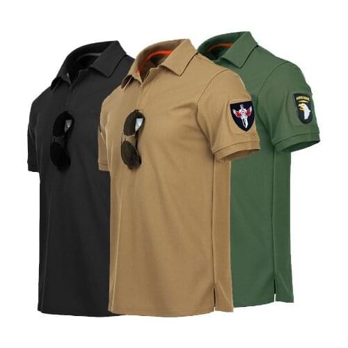 Mens Outdoor Tactical Military T-shirt Breathable Army Combat T Shirt Quick Dry Hunting Camping Hiking Tees Lapel short sleeve