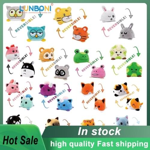 Reversibles Cat Kids Soft Gift Plushie Plush Animals Double-Sided Flip Doll Toy Peluches For Cute Girl Tortoise Toys AYM