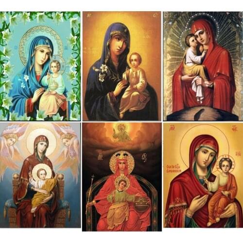 Juses christ Icons Diamond Embroidery Religion Diamond Painting Full Square Rhinestones Pictures Virgin Mary Mosaic Lily FG1931
