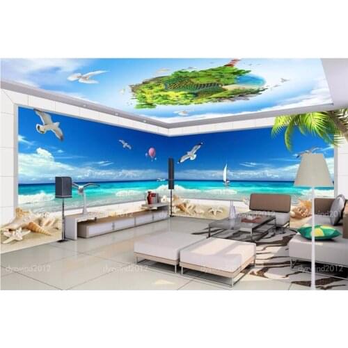Custom mural photo 3d wallpaper Sea theme space with sea view Landscape room Home decor 3d wall murals wallpaper for walls3 d
