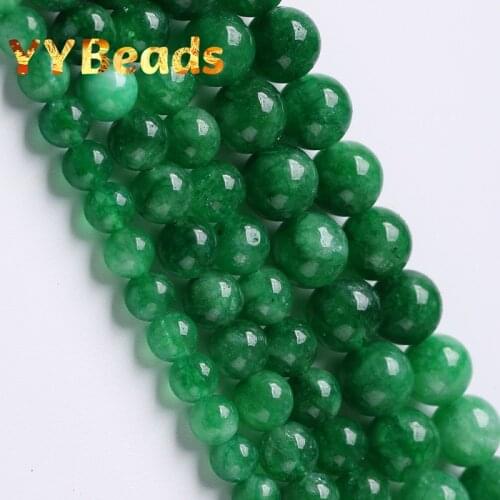 Natural Green Jades Beads Sodium Chromite Round Loose Stone Beads For Jewelry Making DIY Women Necklace Bracelet 6 8 10MM 15"