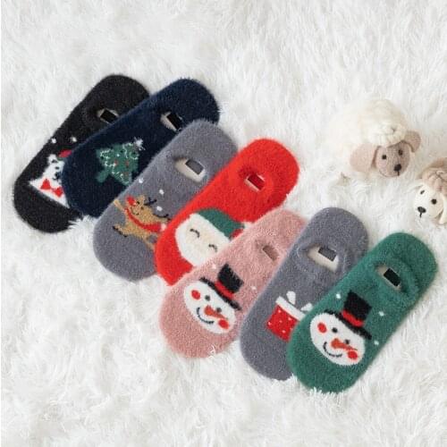 Ladies Socks Women Short thick Invisible Warm Socks Winter Harajuku Slippers cartoon Socks Ladies Bear Cute kawaii Ankle Sock