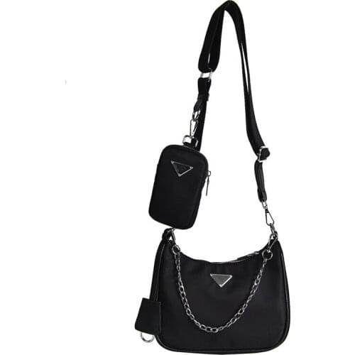 JZYZQBX 2021 New Double Pack Combination Shoulder Bag Iron Chain Messenger Bag Luxury Womens Shoulder Bags Fashion Underarm Bag