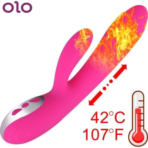 OLO Rabbit Dildo Heating Vibrator 12 Speed G Spot Clitoris Stimulator Vaginal Massager Sex Toys for Women Adult Product