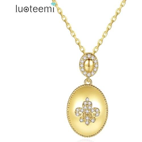 LUOTEEMI Two Rounds Women Pendant Necklace Miraculous Ladybug Cosplay African Necklace for Female Cubic Zirconia Womens Jewelry