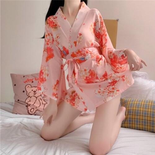 Sexy Kimono Japanese Young Married Women Cosplay Costumes Dew Shoulder Chest AV Outfit for Girls Erotic Soft Material Uniform