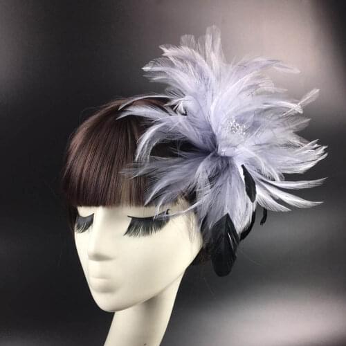 Bridal Feather Headband Headdress Clip Hair Accessories With Flower For Wedding Stage Banquet Wholesale