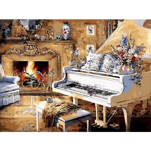Painting By Numbers For Adults Landscape piano Frame Paintings on Canvas Picture Oil Paint By Number DIY Gift Home Decor