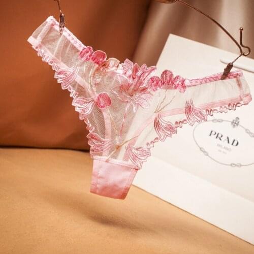 Sexy Net yarn Erotic Lingerie Ladies Perspective Lace Flowers Panties T-back Briefs G-String Thongs Womens Charming Underwear