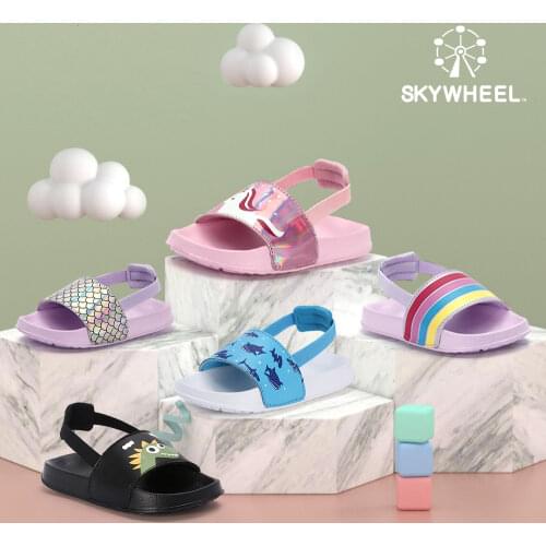 Boys Slides Sandals Toddler Slip On Lightweight Beach/Pool Summer Baby Slippers with Back Strap For Kids