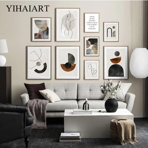 Scandinavian Abstract Canvas Poster Geometry Line Drawing Wall Art Print Painting Nordic Vintage Decortive Picture Home Decor