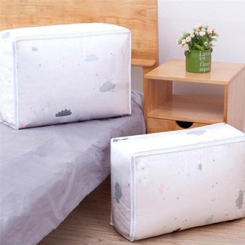 Foldable Storage Bag Print Clothes Blanket Quilt Organizer Stroage Bag Clould Transparent Travel Luggage Organizer Bag