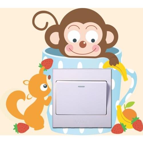 Funny Animal monkeyBathing cat rabbit Light Switch Removable home Wall Sticker for Kids Baby Nursery Home Decal Murla Decor