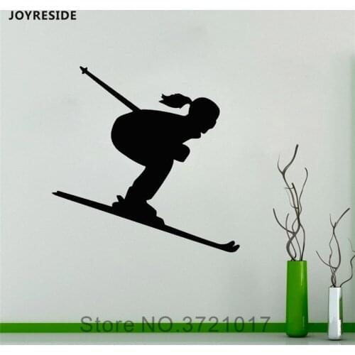 JOYRESIDE Skiing Wall Jumping Freestyle Sports Decals Vinyl Sticker Living Room Home Interior Decoration Girls Room Mural A1644