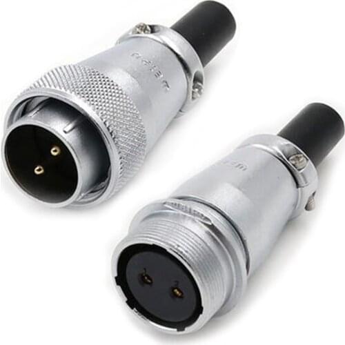 WS24 Silver Metal Shell M24 2 3 4 9 10 12 19 Male Plug Female In-line Socket Waterproof IP67 Automotive Avaition Cable Connector