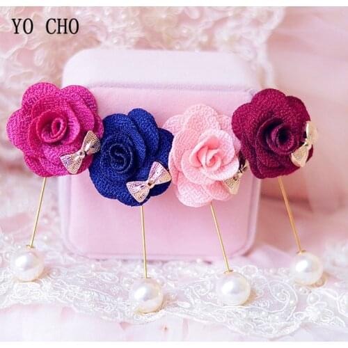 YO CHO Men Corsage Groom Boutonniere Artificial Silk Rose Flower Wedding Meeting Party Boutonniere Personal Corsage Buttonhole