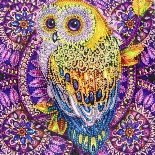 Yellow Owl 5D Special Shaped Diamond Painting Embroidery Needlework Rhinestone Crystal Cross Craft Stitch Kit DIY