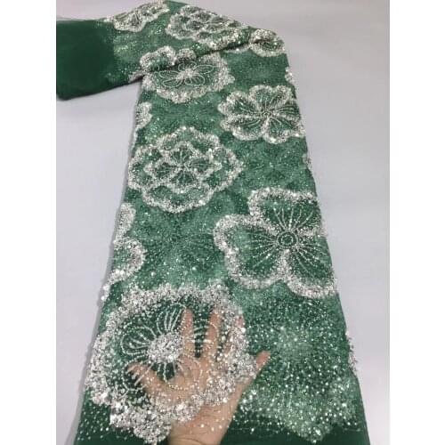Popular beads and sequins lace fabric J-698887 hot selling african lace fabric for wedding or party dress