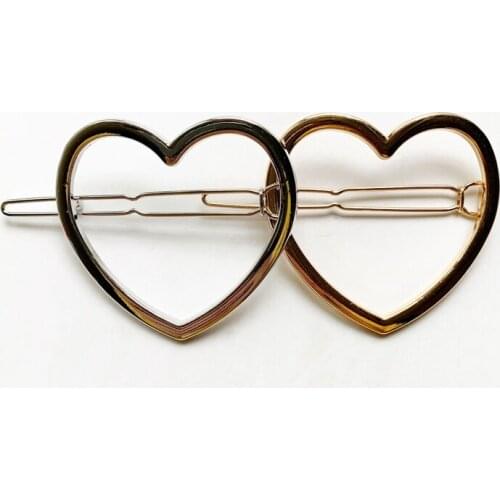 Love Heart Hair Clip Geometric Hairpin Clip Barrette Tiara Girls Eight Character Clip Lady Hair Jewelry Accessories Simple