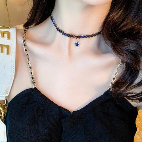 Star Choker Necklaces Pendant Women Alloy Gold Chains Necklace Sexy Party Jewelry Female 's Accessory Collares De Moda 2021