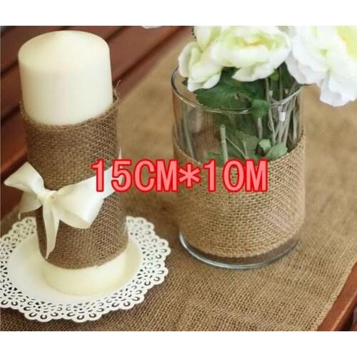 15CMx10M Natural Jute Burlap Roll For Country wedding Party Decoration Gift Packing