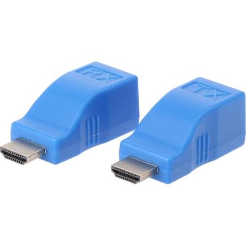 2Pcs HDMI-compatible Extender To RJ45 Over Cat 5E 6 Network Ethernet 4K Adapter HD 1080P Ethernet Cable RJ45 Ports LAN Network