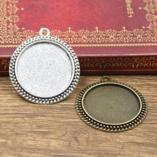 3pcs Cabochon Base Fit Setting Fashion 30mm Inner Size Antique Bronze Silver Color Round Style DIY Jewelry Making Findings