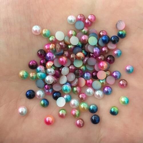 300PCS Mix 6mm Colorful Half Pearl Bead Flatback Scrapbook Wedding DIY Fashion Clothing Appliques Ornament SR18A