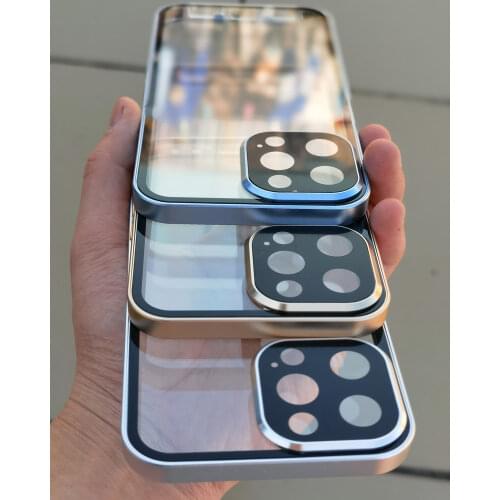 360 Magnetic Adsorption Metal Case for IPhone 12ProMax 12 Mini 11 Pro Max 11 Double Sided Glass Cover Camera Lens Protector Film