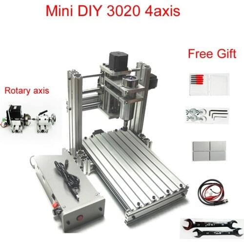 4 axis mini CNC lathe 3020 cnc milling machine 300*200mm working area full metal CNC engraving machine