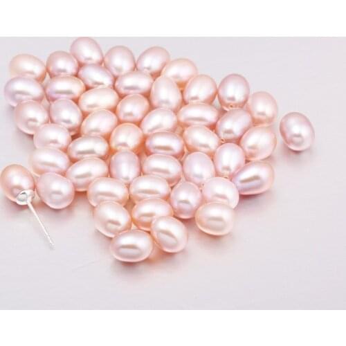 4 Pcs 100% Natural Pearl Half Hole Cultured Freshwater Rice Pearl Loose Beads Half-drilled Hole 6-7 Mm Wholesale
